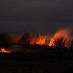 Trees and forest burning around Gary's house.