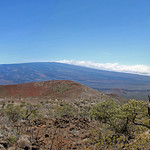Mauna Loa from the Mauna Kea visitor's center. This panorama is a composite of 5 photos demonstrating a perfect "shield" We are at an elevation of 9,300 feet looking south.